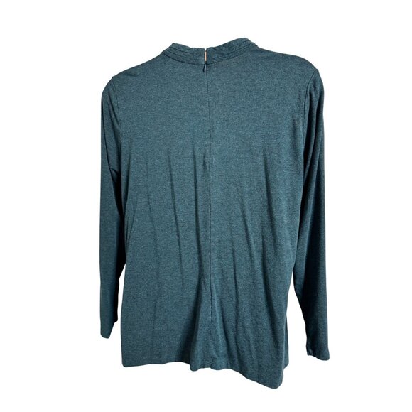 H by Halston Pullover Size 2X Cross Wrap Green Tunic Zip Up Back - Picture 3 of 9